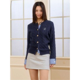 Women's Winter Cardigan Sweater - Off-Shoulder/Boat Neck Collegiate Style Color Block Plaid Patchwork Jacket, Machine Washable Patchwork Sweaters for Layering (Autumn/Winter)