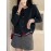 Women'S Vintage Color-Block Cardigan Sweater - Soft Long Sleeve Single-Breasted Front with Red Accent Buttons, Round Neck Casual Winter Sweater for Fall & Winter, Cozy Layering Piece for Everyday Semi-Formal Outfits (No Padding