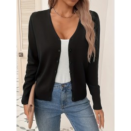Women'S Long - Sleeved Front-Opening Buttoned Cardigan Sweater, With Delicate Button Details + High - Elastic Fabric. Perfect For Office Commute, Casual Dates & Daily Outings. Hurry To Buy & Enjoy The Discount
