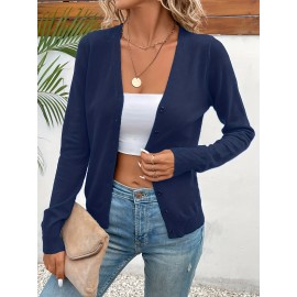 Women'S Long - Sleeved Front-Opening Buttoned Cardigan Sweater, With Delicate Button Details + High - Elastic Fabric. Perfect For Office Commute, Casual Dates & Daily Outings. Hurry To Buy & Enjoy The Discount