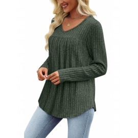Women's 3pcs V-Neck Sweater Set - Lightweight Layering Shirts with  (No Bulk), Beige/Olive /Black Solid Color Tops | Machine Washable All-Season Blouses for Casual & Semi-Formal Outfits, 95% /5% Spandex Wear