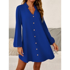 Women's Plus Size Athletic Shirt dress - Elegant Royal Blue Long, Machine Washable Fall/Winter Workout & Everyday Outfit - No-Challenge Waist Flare for Curvy Women, Workout Clothes