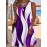 Summer New Arrival Women'S Resort-Style Color-Block Stripe Print Tank Dress- Purple/ White/ Black Round Neck Sleeveless, Lightweight Breathable Machine-Washable for Beach Vacations, Casual Outings& Weekend Getaways, Summer Tank Tops