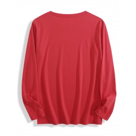 Women's Casual Long Sleeve T-Shirt/Pullover Blouse with A-Z Letter Print ( Initials Available) - Round Neck All-Season Top for Casual Attire, Parties & Layering - Machine Washable Regular Fit Shirt