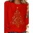 Women's Red Christmas Tree Print Long Sleeve T-Shirt - Golden Star & Swirl Holiday Top, Loose Fit Casual Round Neck Blouse for Parties, Casual Attire & Xmas Outfits (Golden/Green, All-Season)