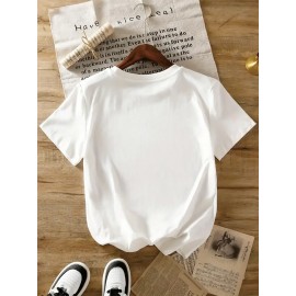 Women's Casual Short Sleeve Round Neck T-Shirt - 100% Breathable Geometric Print Tee with Purple Dragon & Floral Design, 