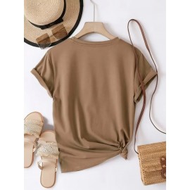 Local delivery - One piece Women's printed T-shirt -100% casual round neck short sleeved top with rugby elements, breathable and comfortable, suitable for match days, parties and daily wear, machine washable, all season casual clothing - perfect for