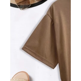 Local delivery - One piece Women's printed T-shirt -100% casual round neck short sleeved top with rugby elements, breathable and comfortable, suitable for match days, parties and daily wear, machine washable, all season casual clothing - perfect for