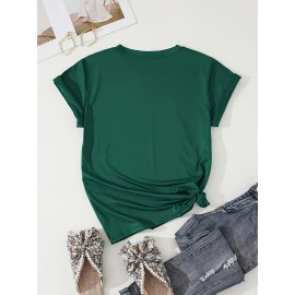 Fashion Creative Pattern Printed Women'S T-Shirt, Suitable for Spring And Summer Casual Women Short-Sleeved T-Shirt, Comfortable Fashion Elegant Women'S Round Neck Loose Women'S Blouse 100%