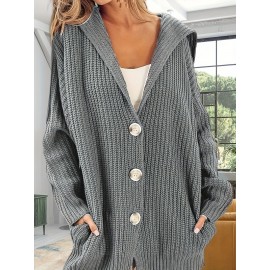 Plus Size - Women'S Plus Size Casual Cardigan - Soft Open Front Sweater with Button Closure, Side Pockets - Cozy Fall/Winter Sweater for Everyday & Formal Outfits - Available Now for Immediate Shipping, Winter Cardigan, Openfront Design, Comfortable Fit, Fall Fashion, Relaxed Style, Durable Material, Stylish Women