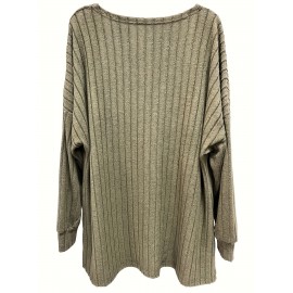 [Elegant Long Sleeve Cardigan] Plus Size - Women's Plus Size Elegant Long Sleeve Cardigan - Cozy Ribbed Open Front Sweater with Button Details, Solid Color, Medium Stretch, Perfect for Fall/Winter Casual Wear, Casual Wear Cardigan | Elegant Long Sleeve | Construction, Sweater Cardigan, Plus Size Women Clothes, Plus Size, Plus Size Women Top, Cardigan For Curvy/large Size Women, Sweater For Curvy Women, Elegant Cardigan For Women, Cardigan For Women On