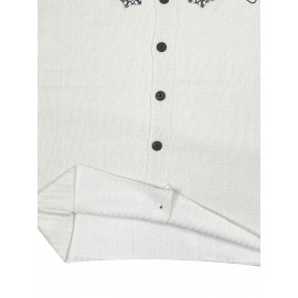 Plus Size, Women's Plus Size Winter 3D Snowman & Snowflake Cardigan Sweater - Cozy Round Neck Button Front Closure, Short Sleeve Winter Coat with Chest Snowman Design, Machine Washable Casual Outerwear for Fall & Spring Layering