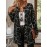 Plus Size - Plus Size Women'S Elegant Geometric Print Cardigan - Long Sleeve Open Front Jacket, Black & White Patterned Design, Casual Yet Stylish for Spring/Fall, Perfect for Commuting Or Casual Attire, Versatile Layering Piece | Elegant Open Front