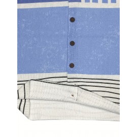 Women'S Lightweight 3D Full Stripe Cardigan Sweater, 100% Polyester Button Crewneck Knit Sweater, Four Seasons Casual Fashion Outerwear