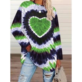 Women's Plus Size Bohemian Tie-Dye corset top - Turquoise green, black, and blue/teal longline shirt | H-Line Silhouette | Machine Washable Layering Blouse for Fall/Winter | Casual Everyday & Formal Outfits | Ideal Women's Gift with Round Neck & Vibrant Bohemian Print | Comfortable & Stylish for Layering or Solo Wear, Jersey Dress For Women Plus Size, Plus Size Tshirt Dress, Tshirt Dresses For Women, Tshirt Dress Women Plus Size, T Shirt Dresses For Women Plus Size