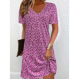 Women's Floral Print Casual Vacation Dress - Sleeveless Round Neck Mid-Length Flared Skirt, Relaxed Fit Machine-Washable All-Season Blue & White Dress for Beach Outings & Summer Strolls, Beach Dresses, Summer Fashion, Mediumstretch Fabric, Spring Outfit, Breathable Material, Spring Wardrobe