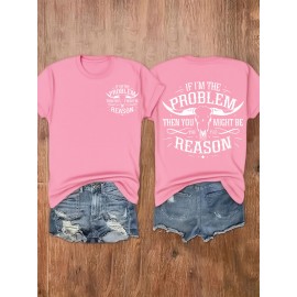 Fashion Letter Anime Print Women's Round Neck Pure T-Shirt, Simple Design Comfortable Breathability for Casual Wear Versatile Natural Style Summer Party Essential Local Shipping, Japanese Style Clothes Women