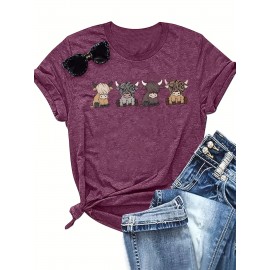 Women'S Funny Cow Print T-Shirt with 
